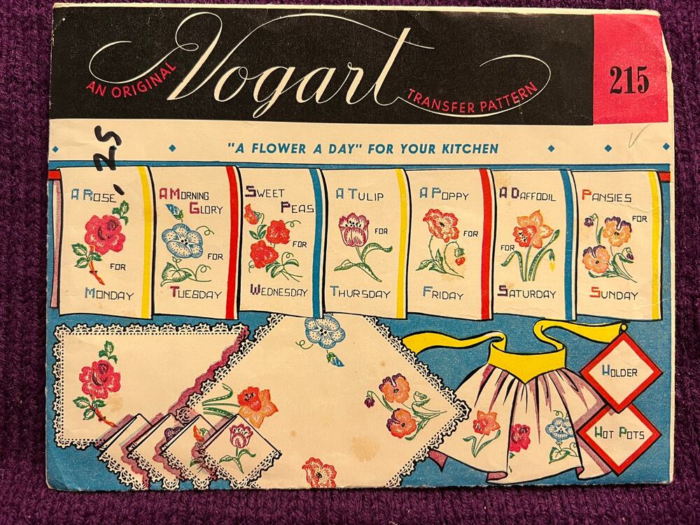Vogart iron on transfers 215 a flower a day for your kitchen 1950s